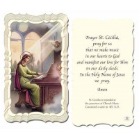50pk - Saint Cecilia Prayer-Card w/Gold Edges 50 Pack