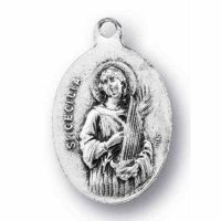 Saint Cecilia Silver Oxidized Medal (25 Pack)