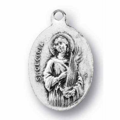 Saint Cecilia Silver Oxidized Medal (25 Pack) - 846218077294 - 1086-420