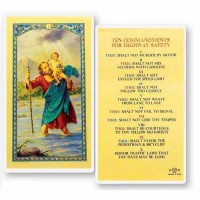 25pk - Saint Christopher Ten Commandments Highway Safety Laminated Holy Card  Pk 25
