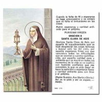 100pk - Saint Clare of Assisi Spanish - 2 x 4 inch Prayer-Card - (Pack of 100)