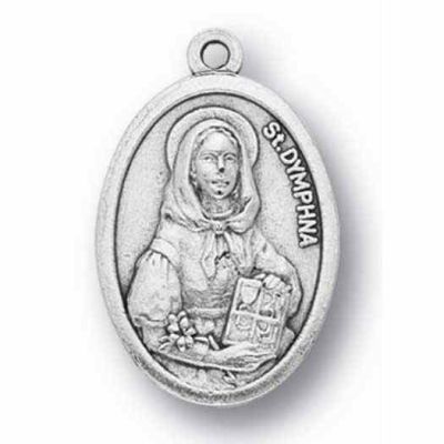 Saint Dymphna Silver Oxidized Medal (25 Pack) - 846218077348 - 1086-434