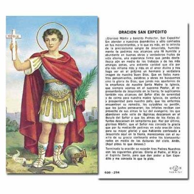 Saint Expedito 2 x 4 inch Holy Cards - (Pack of 100) - 846218008519 - 600-294