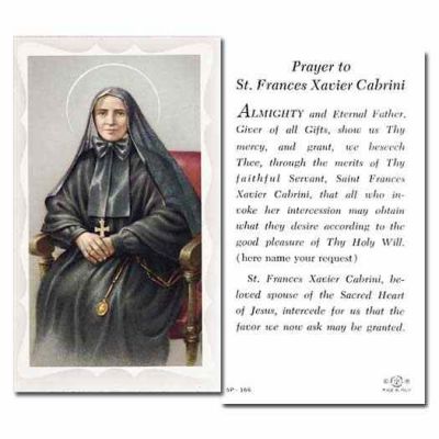 Saint Frances Xavier Cabrini 2 x 4 inch Holy Card - (Pack of 100) - 846218004573 - 5P-166