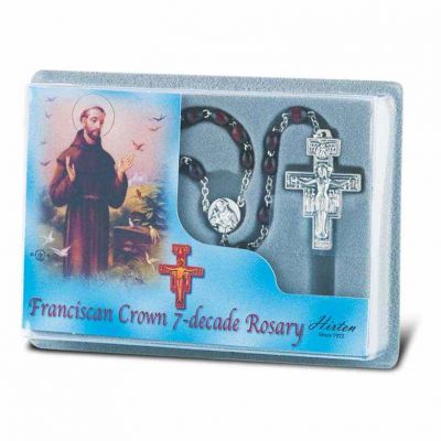 Saint Francis 7 Decade Deluxe Specialty Rosary with Brown Wood Beads - 846218030503 - 132-310