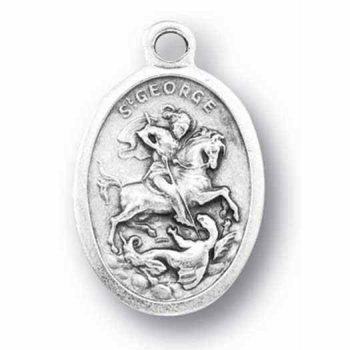 Necklaces : Saint George Silver Oxidized Medal (25 Pack)