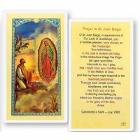 25pk - Saint Juan Diego with Guadalupe Laminated Holy Card  Pk 25