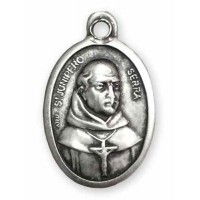 25pk - 1" Oval Oxidized Saint Junipero Serra Pray for Us Medal  sold in inc of 25