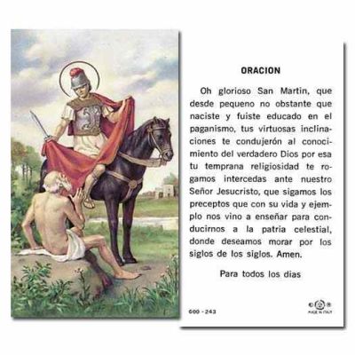 Saint Martin of Tours Holy Card Spanish Prayer on Back.- 100Pk - 846218008397 - 600-243