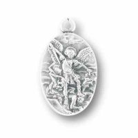 Saint Michael 1 inch Beaded Antique Silver Oxidized Medal (25 Pack)