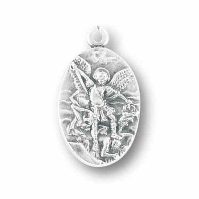 Saint Michael 1 inch Beaded Antique Silver Oxidized Medal (25 Pack) - 846218090101 - 1093