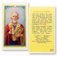 25pk - Saint Nicholas with Prayer for Child Laminated Holy Card  Pk 25
