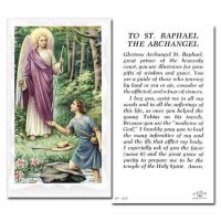 100pk - Saint Raphael The Archangel 2 x 4 inch Prayer-Card - (Pack of 100)