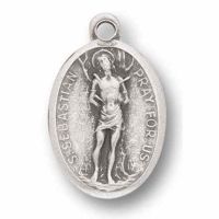 Saint Sebastian Silver Oxidized Medal (25 Pack)