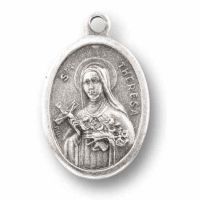 Saint Theresa Silver Oxidized Medal (25 Pack)