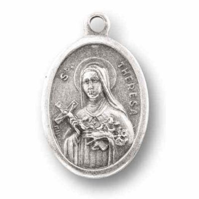 Saint Theresa Silver Oxidized Medal (25 Pack) - 846218077164 - 1086-340