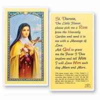25pk - Saint Theresa Pick Me a Rose Laminated Holy Card  Pk 25