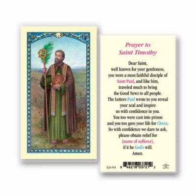 Saint Timothy 2 x 4 inch Holy Card (50 Pack) - 846218037212 - E24-554
