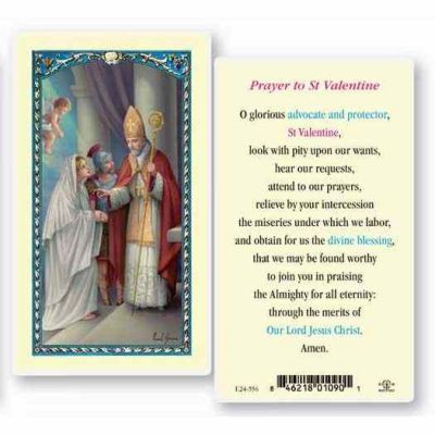 Saint Valentine Laminated 2 x 4 inch Holy Card (50 Pack) - 846218048584 - E24-556