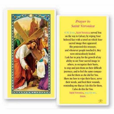 Saint Veronica Laminated 2 x 4 inch Holy Card (50 Pack) - 846218031401 - E24-558