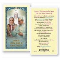 25pk - Saints John XXIII and John Paul II Laminated Holy Card  Pk 25