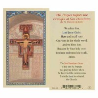 25pk - The Prayer Before the Crucifix at San Damiano Laminated Holy Card  Pk 25