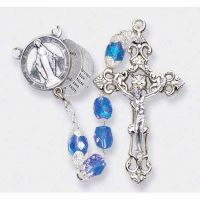 Sapphire Rosary With 20 Mysteries Center