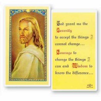 25pk - Serenity Prayer Head of Christ Laminated Holy Card  Pk 25
