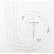 Silver Wedding Lasso Rosary 8mm Clear Crystal