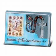 Stations Of The Cross Specialty Rosary with Brown Wood Beads