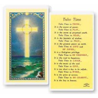 25pk - Take Time with Cross on the Ocean Laminated Holy Card  Pk 25
