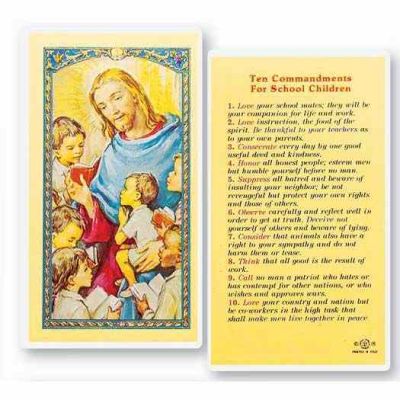 Ten Commandments - School Kids 2 x 4 inch Holy Card (50 Pack) - 846218013544 - E24-758