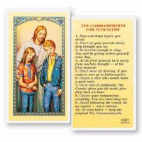 25pk - Ten Commandments for Teenagers Laminated Holy Card  Pk 25