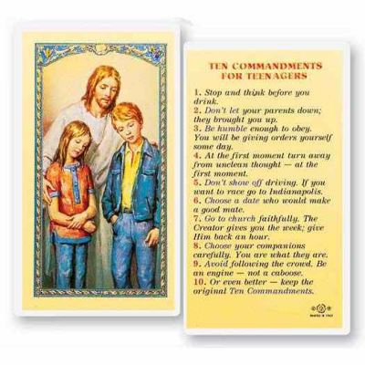 Ten Commandments Teenagers 2 x 4 inch Holy Card (50 Pack) - 846218013568 - E24-756