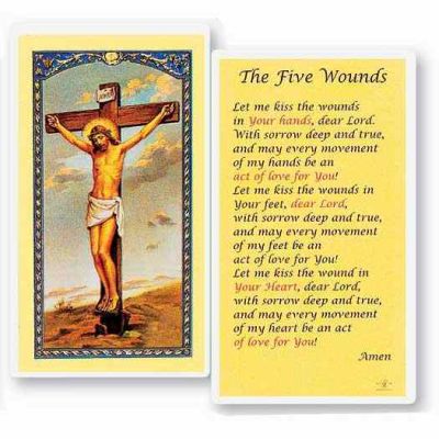 The Five Wounds 2 x 4 inch Holy Card (50 Pack) - 846218016064 - E24-823