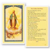 25pk - The Golden Hail Mary Laminated Holy Card  Pk 25