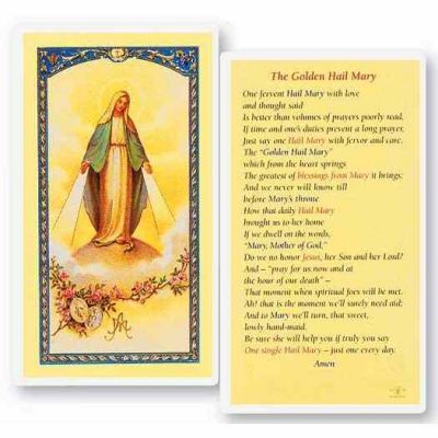 The Golden Hail Mary 2 x 4 inch Holy Card (50 Pack) - 846218016101 - E24-832
