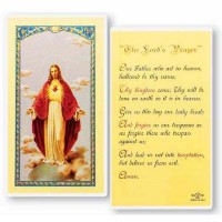 25pk - The Lord"s Prayer Sacred Heart Laminated Holy Card  Pk 25