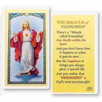 25pk - The Miracle of Friendship with Sacred Heart of Jesus Laminated Holy Card  Pk 25