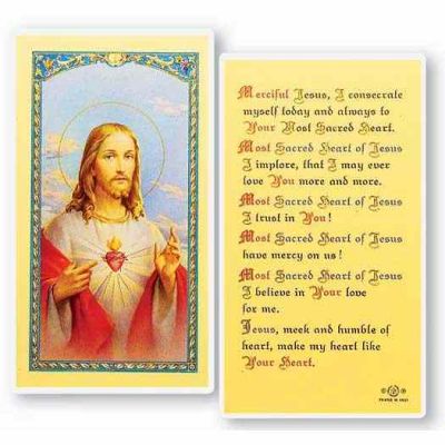 The Sacred Heart Of Jesus Laminated 2 x 4 inch Holy Card (50 Pack) - 846218013636 - E24-156