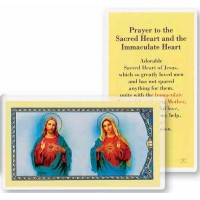 25pk - Prayer to Sacred Heart of Jesus and Immaculate Heart of Mary Laminated Holy Card  Pk 25