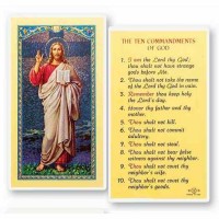 25pk - The Ten Commandments Christs Blessing Laminated Holy Card  Pk 25