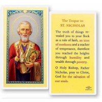 25pk - Saint Nicholas Laminated Holy Card  Pk 25