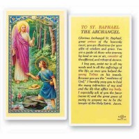 25pk - Saint Raphael Laminated Holy Card  Pk 25