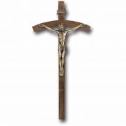 Walnut 10 inch Wood Cross With Museum Gold Corpus