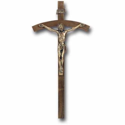 Walnut 10 inch Wood Cross With Museum Gold Corpus - 846218024908 - 45M-10W3