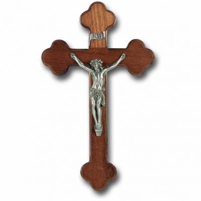Walnut Wood 10 inch Cross With Pewter Corpus - 846218024649 - 18P-10W8