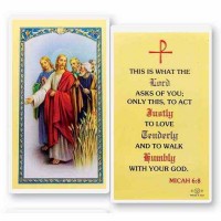 25pk - What The Lord Asks Laminated Holy Card  Pk 25