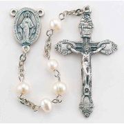 White Genuine Fresh Water Pearl Round Bead Rosary