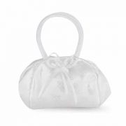 White Satin Chalice Brocade Purse With Bow
